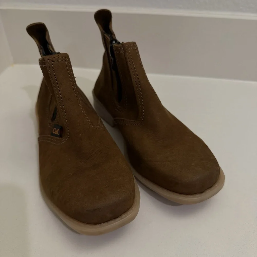 Kids Brazilian Leather Tan Brown Zip Up Wedge Ankle Boots US Youth 3 / 4 BRA 33 - Picture 3 of 9